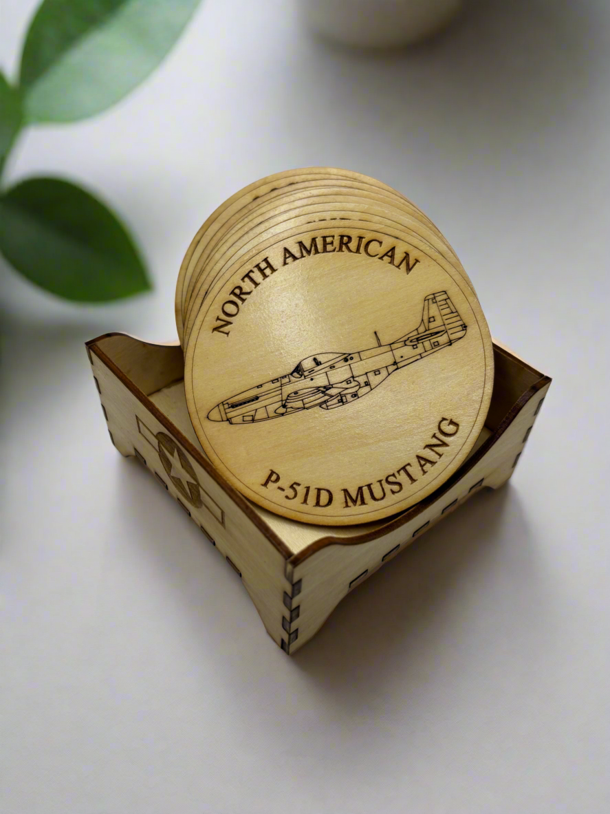 World War II American Airplane Fighter Collection Coaster Set (Set of 6)