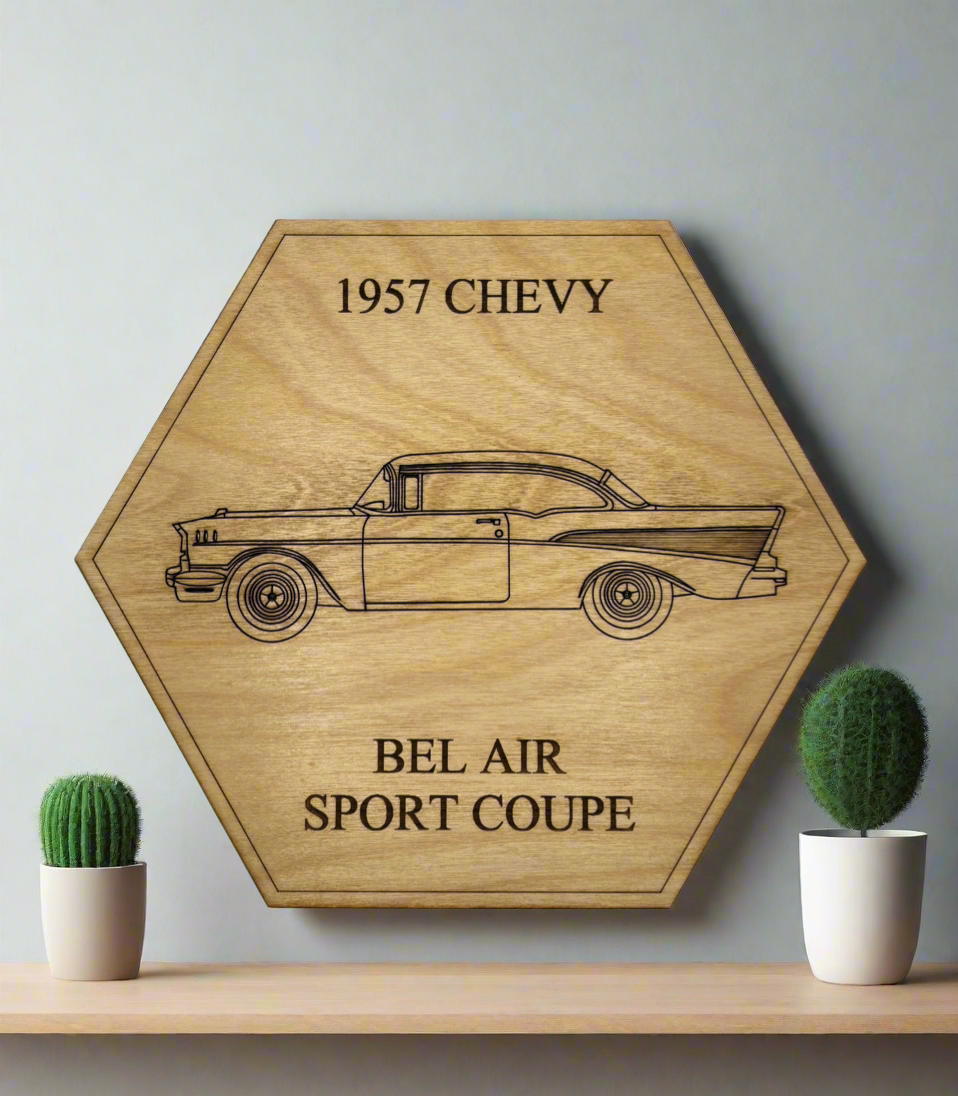 Vintage 1957 Chevy Wall or Display Art, Ornament or Coaster Set - Perfect for Car Enthusiasts (1 piece)