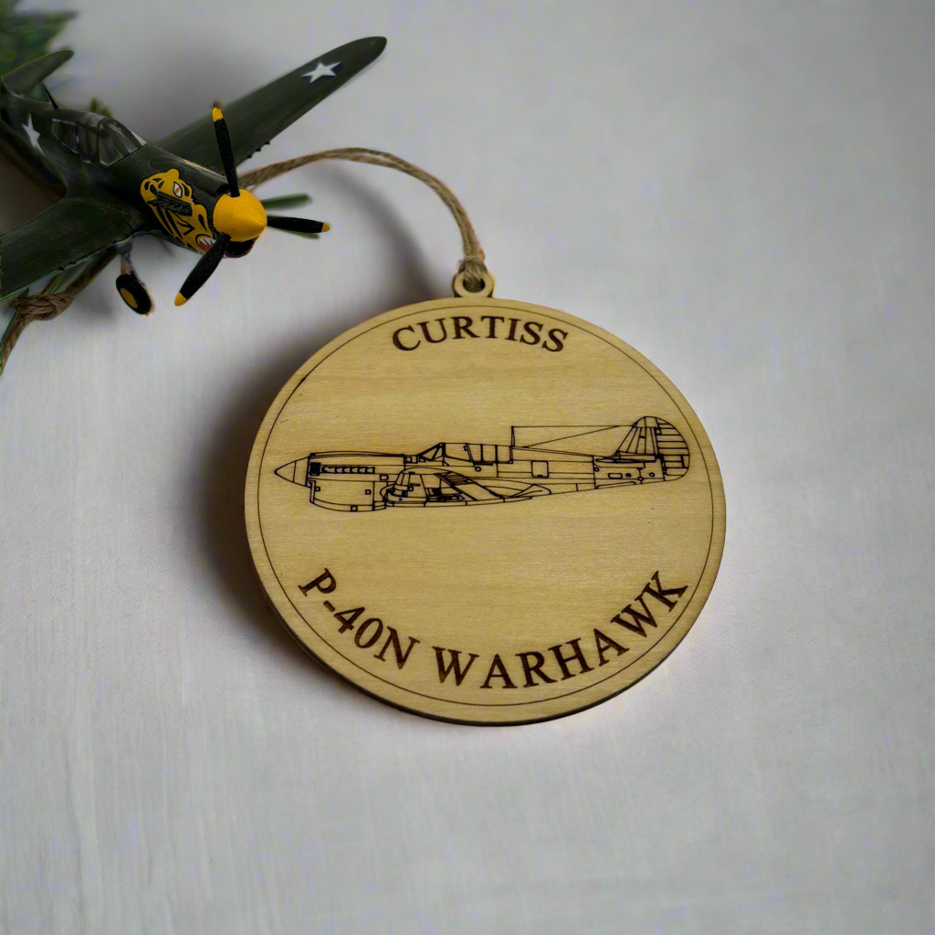 World War II American Airplane Fighter Handcrafted Laser-Engraved Christmas Ornament