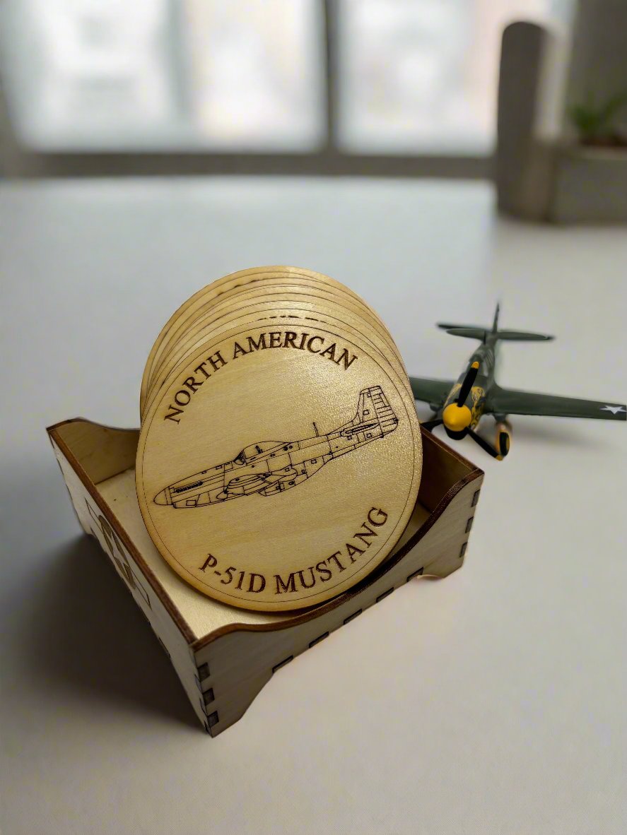 World War II American Airplane Fighter Collection Coaster Set (Set of 6)