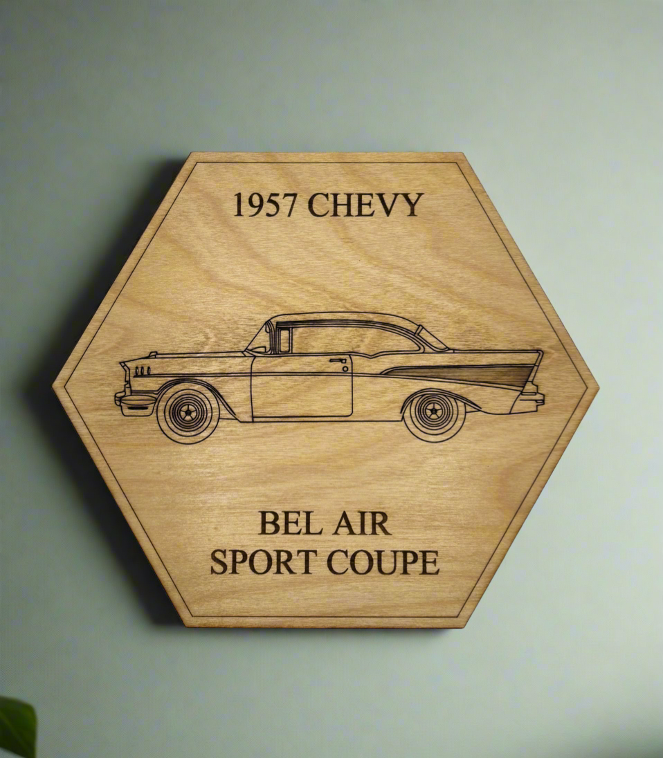 Vintage 1957 Chevy Wall or Display Art, Ornament or Coaster Set - Perfect for Car Enthusiasts (1 piece)